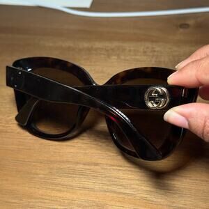 Gucci GG0327S Tortoise Oversized Womens Sunglasses **